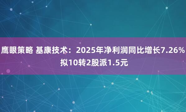 鹰眼策略 基康技术：2025年净利润同比增长7.26% 拟10转2股派1.5元