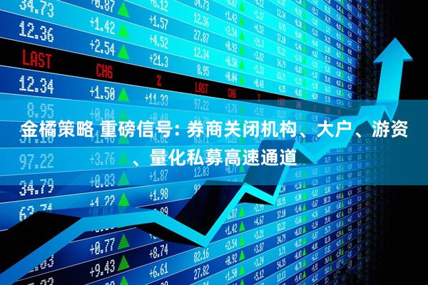 金橘策略 重磅信号: 券商关闭机构、大户、游资、量化私募高速通道