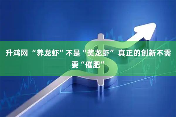升鸿网 “养龙虾”不是“奖龙虾” 真正的创新不需要“催肥”