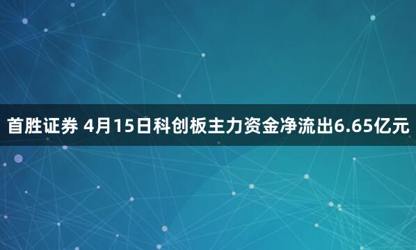 首胜证券 4月15日科创板主力资金净流出6.65亿元