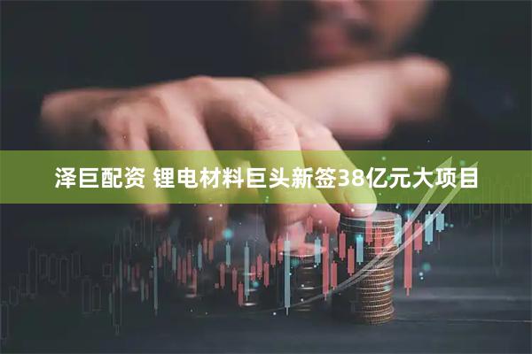 泽巨配资 锂电材料巨头新签38亿元大项目