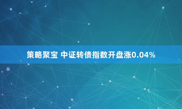 策略聚宝 中证转债指数开盘涨0.04%