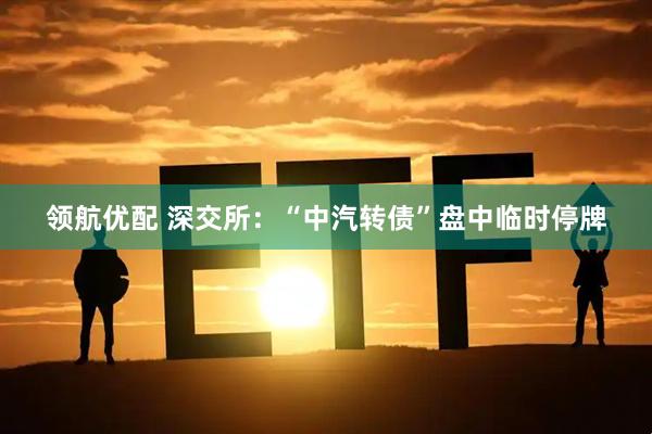 领航优配 深交所：“中汽转债”盘中临时停牌